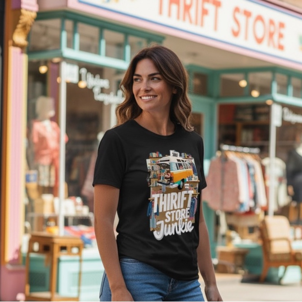 Thrift Store Junkie Black Graphic Tee
